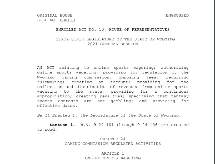Wyoming: Las nuevas leyes de apuestas permiten apostar con criptomonedas