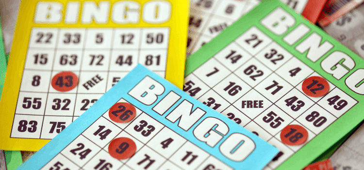 Yellow, green and blue bingo boards