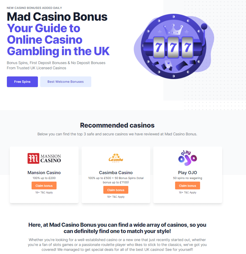 Mad Casino Bonus