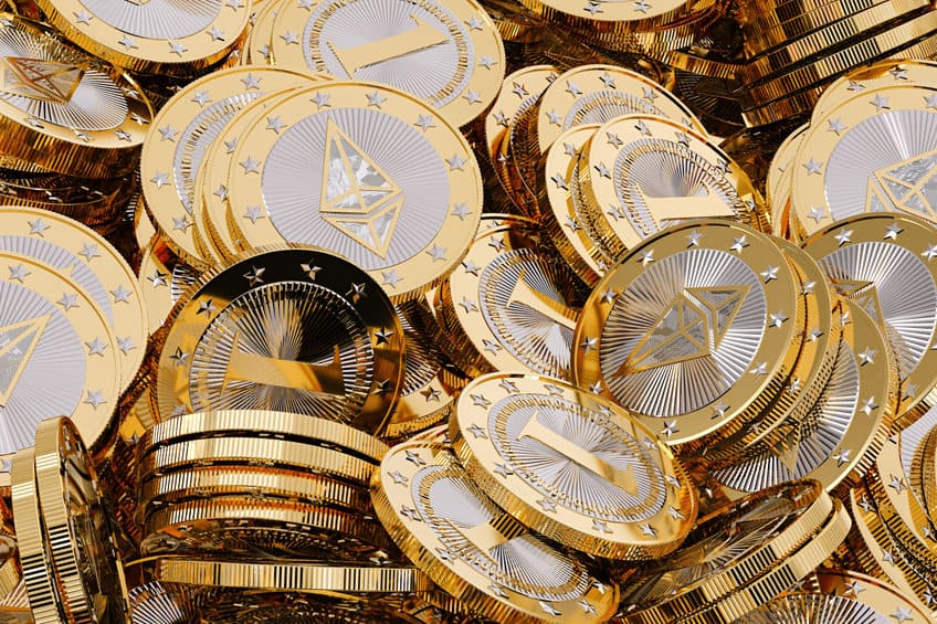 ethereum virtual money cryptocurrency 3d rendering
