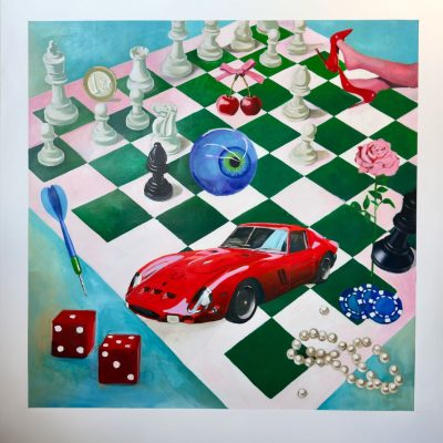 Angela Nikolau's Life's a Game charity auction artwork at SiGMA Europe Rome 2025