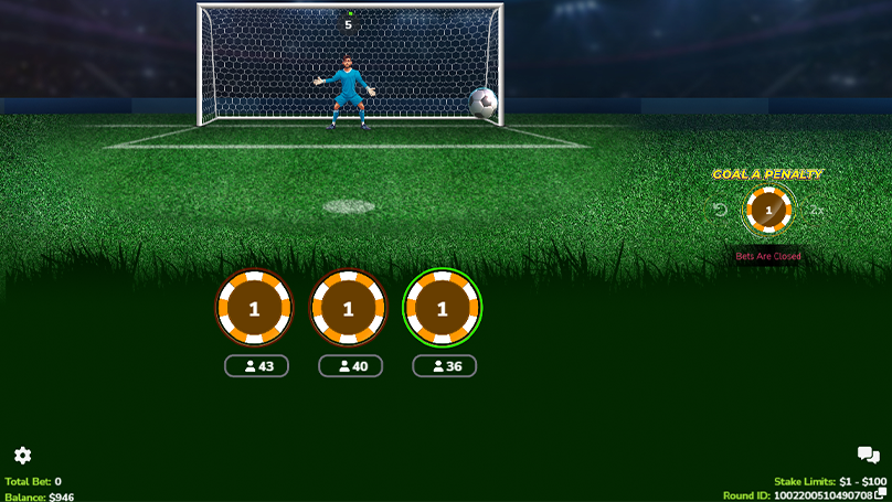 Although bets are unavailable until the next penalty shootout, the counter above the goalkeeper’s head shows when they’ll reopen.
