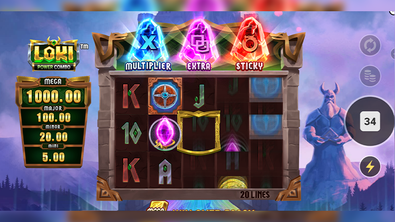 Slot grid displaying the purple token that powers up the Extra free spins feature during gameplay.