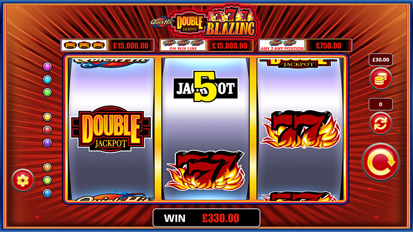 Quick Hit Double Jackpot Blazing 777s, especially when two paylines are executed, delivers a big win, which in this particular case, is of €330 on a bet of €30.