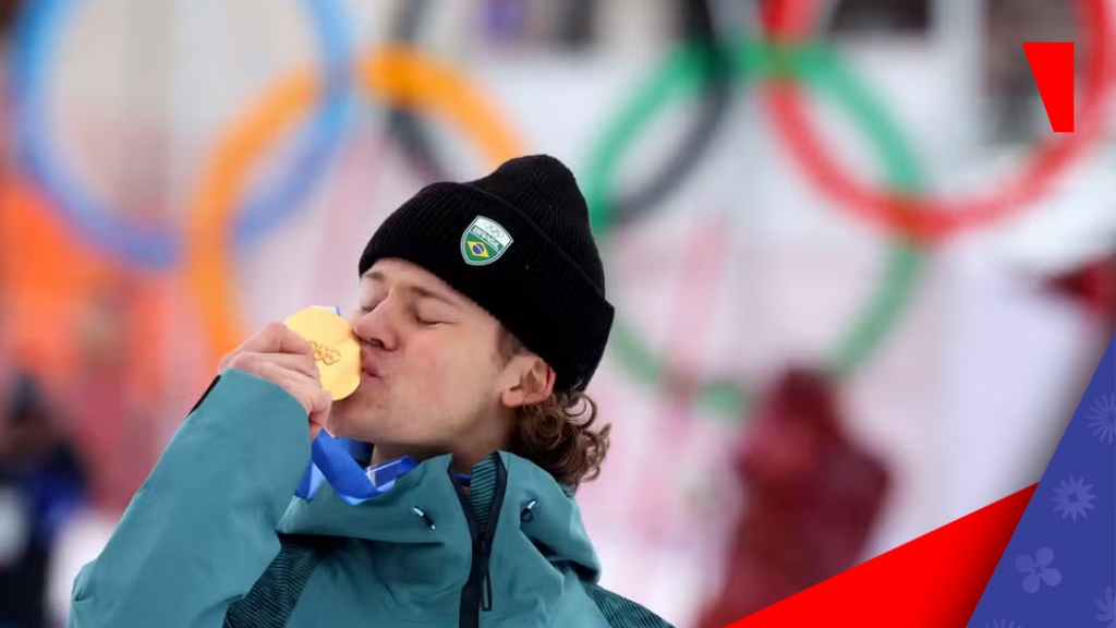 La medaglia d’oro di Lucas Pinheiro Braathen diventa arte alle Olimpiadi Invernali