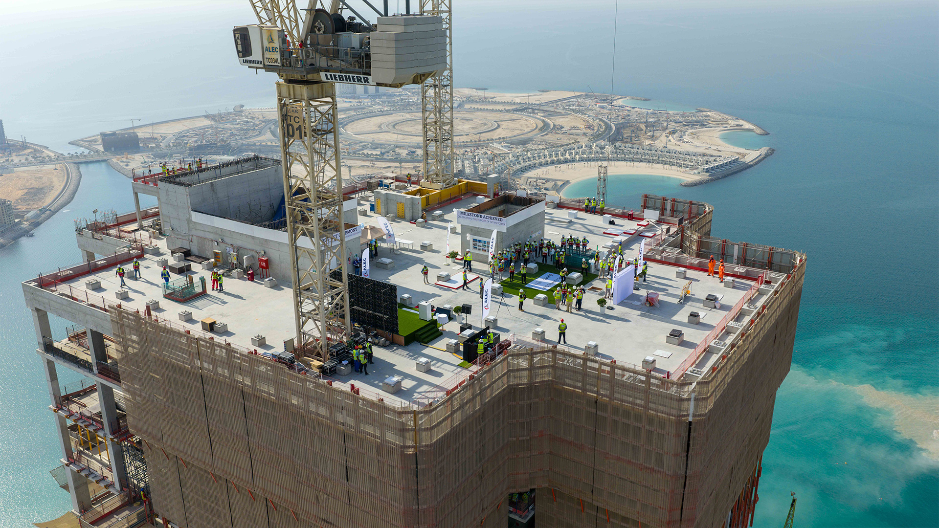 Upon the spire's installation in 2026, the building will reach its full architectural height of 352 meters, becoming the tallest man-made structure in the Emirate of Ras Al Khaimah by over 100 meters