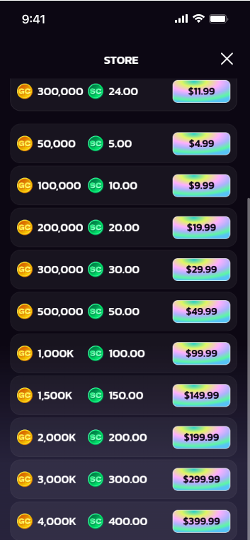 DexyPlay offers many purchase packages, which are completely optional for players, and have reasonable pricing.