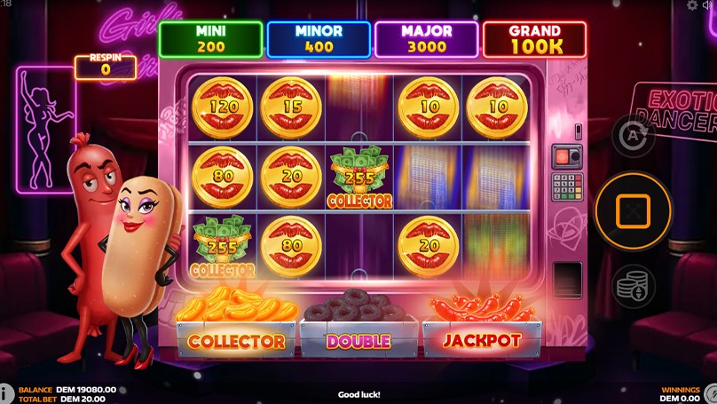 Snack Me Up! slot’s collector feature with two special symbols, and collector symbol on the grid. 