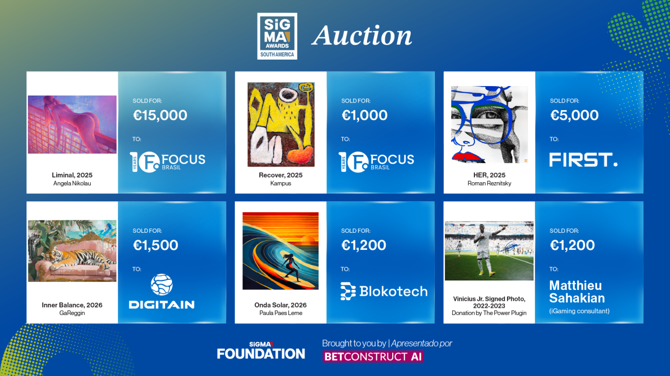 I SiGMA South America Awards chiudono la prima giornata con 24.900 € raccolti all’asta di San Paolo